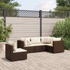 vidaXL Salon de jardin 5 pcs avec coussins Marron R&eacute;sine tress&eacute;e