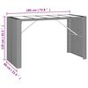 vidaXL Table de bar et dessus en verre gris 185x80x110 cm poly rotin