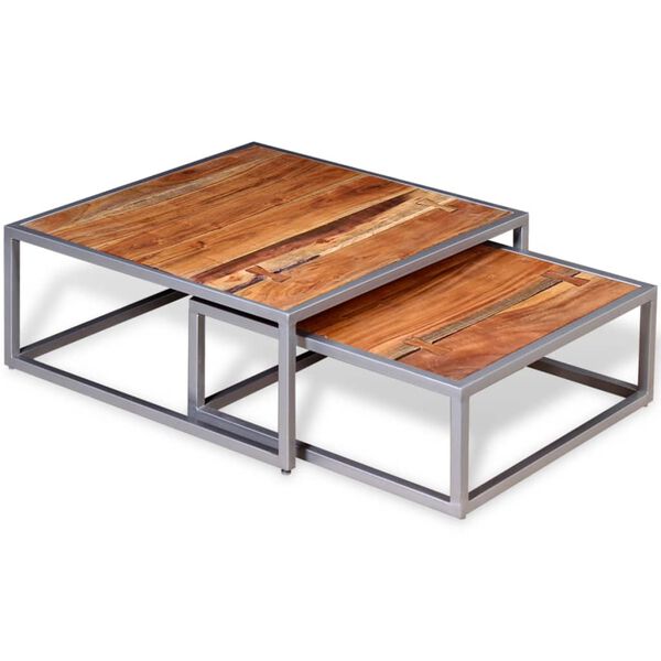 vidaXL Ensemble de table basse 2 pièces Bois d'acacia massif