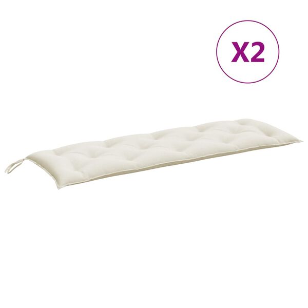 vidaXL Coussins de banc de jardin lot de 2 cr&egrave;me m&eacute;lang&eacute; tissu
