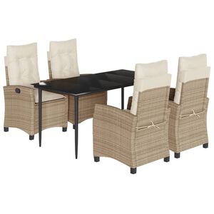 vidaXL Ensemble &agrave; manger de jardin avec coussins 5pcs Beige poly rotin