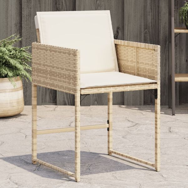 vidaXL Chaises de jardin avec coussins lot de 4 beige r&eacute;sine tress&eacute;e