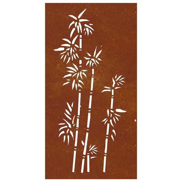 vidaXL D&eacute;coration murale jardin 105x55 cm acier corten design bambou