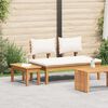 vidaXL Banc de jardin 2 pcs Cr&egrave;me et marron Bois de teck massif