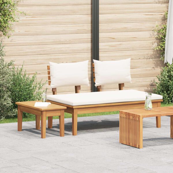 vidaXL Banc de jardin 2 pcs Cr&egrave;me et marron Bois de teck massif