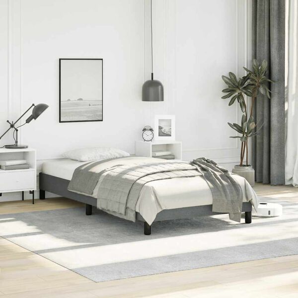 vidaXL Cadre de lit gris foncé 100x203 cm tissu