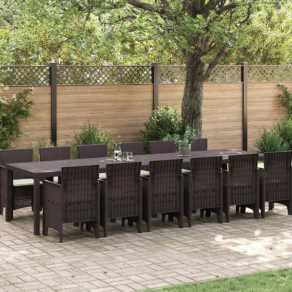 vidaXL Ensemble de salle à manger pour jardin 13 pcs Marron