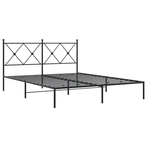 vidaXL Cadre de lit m&eacute;tal sans matelas avec t&ecirc;te de lit noir 150x200cm