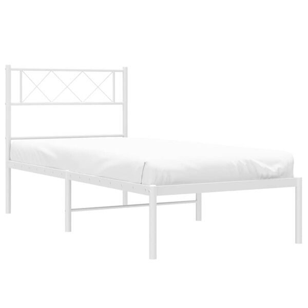 vidaXL Cadre de lit m&eacute;tal sans matelas et t&ecirc;te de lit blanc 100x200 cm