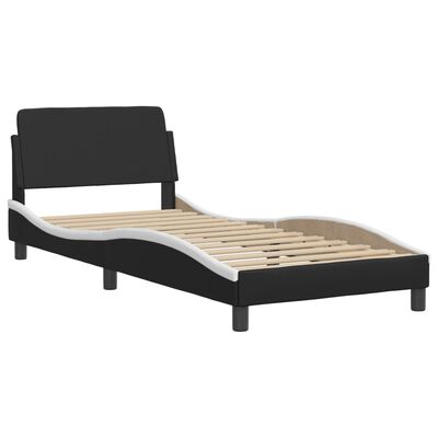 vidaXL Cadre de lit sans matelas noir blanc 100x190 cm similicuir