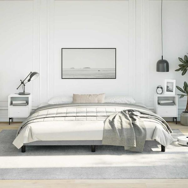 vidaXL Cadre de lit gris clair 193x203 cm tissu