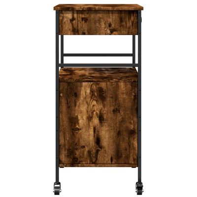 vidaXL Chariot de cuisine chêne fumé 56x43x89,5 cm bois d'ingénierie