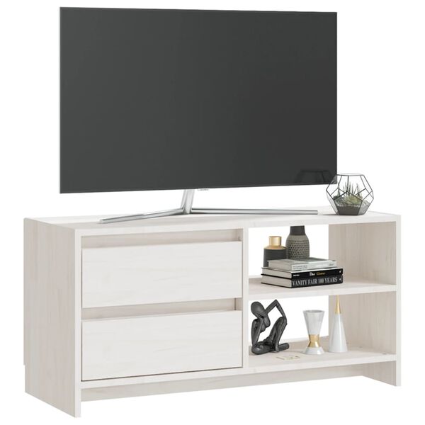 vidaXL Meuble TV Blanc 80x31x39 cm Bois de pin massif