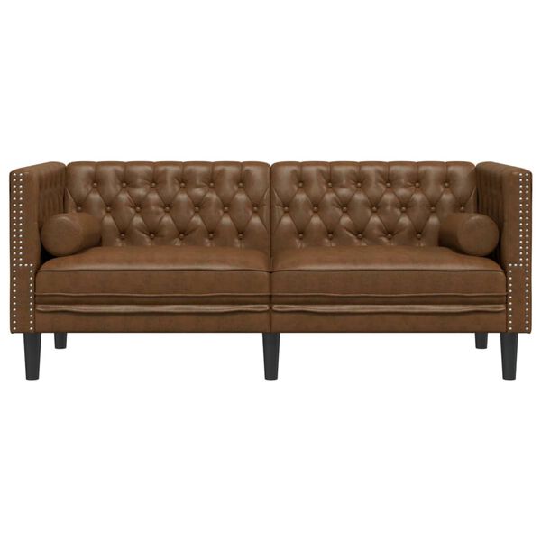 vidaXL Canapé Chesterfield avec traversins 2 places similicuir daim