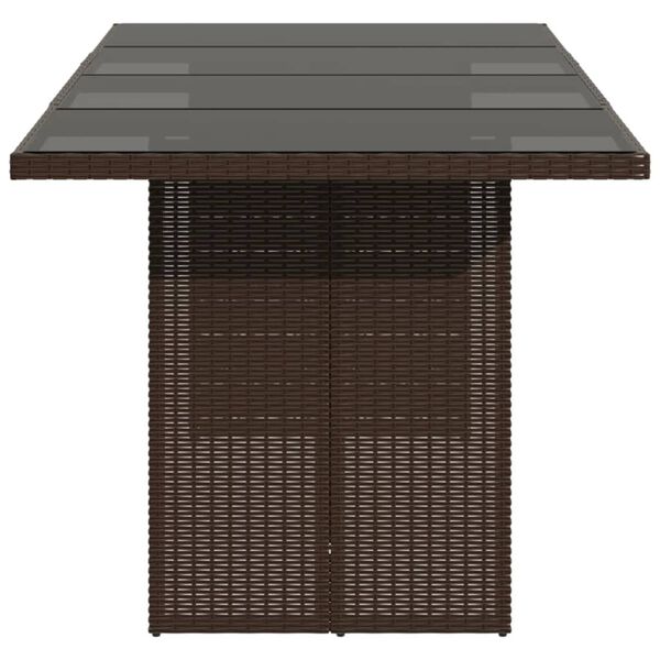 vidaXL Table de jardin dessus en verre marron 190x80x74 cm