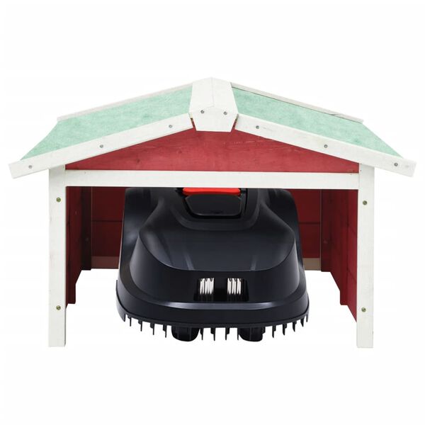 vidaXL Garage de tondeuse à gazon 72x87x50 cm Rouge et blanc Sapin