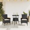 vidaXL Ensemble &agrave; manger de jardin et coussins 3 pcs noir rotin verre