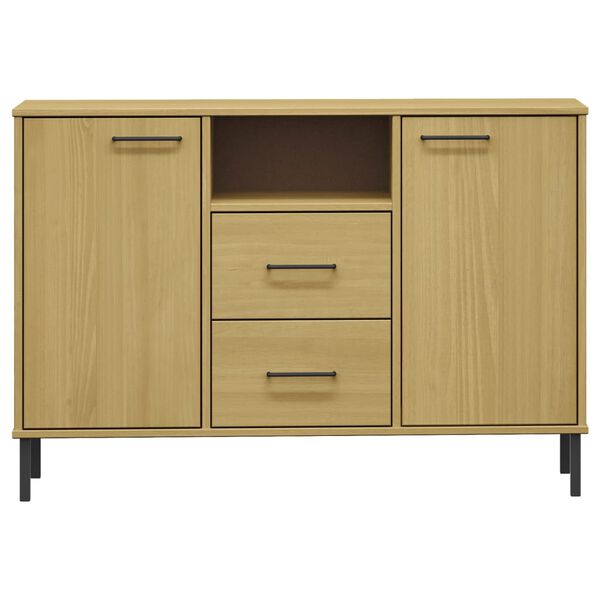 vidaXL Buffet avec pieds en m&eacute;tal Marron 113x40x77 cm Bois massif OSLO