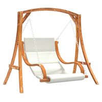 vidaXL Chaise balançoire avec coussin bois d'épicéa avec finition teck