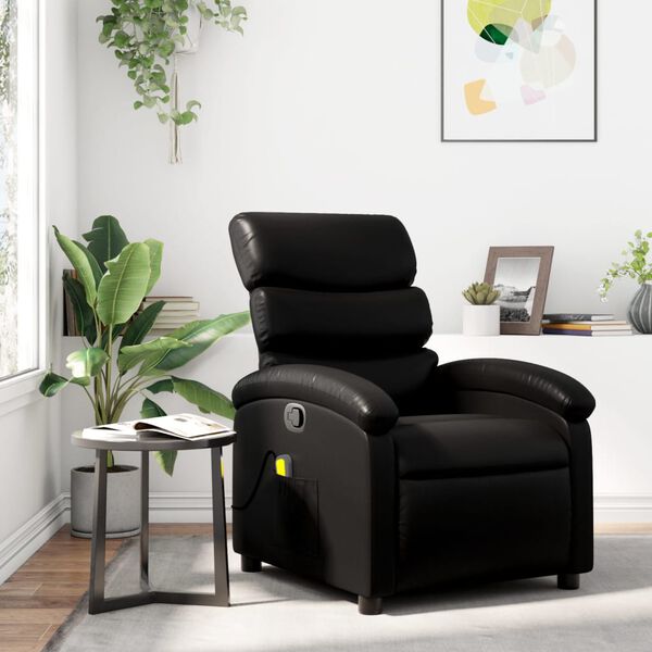 vidaXL Fauteuil de massage inclinable noir similicuir