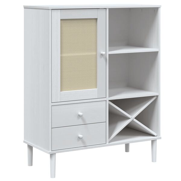 vidaXL Buffet SENJA aspect rotin blanc 90x40x112cm bois massif de pin
