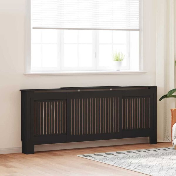 vidaXL Cache-Radiateur 2 pcs Noir 205 x 20,5 x 81,5 cm