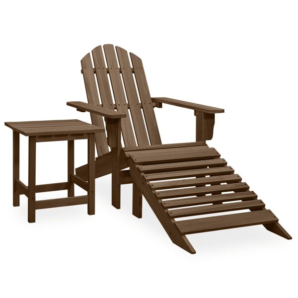 vidaXL Chaise de jardin Adirondack avec pouf et table Sapin Marron