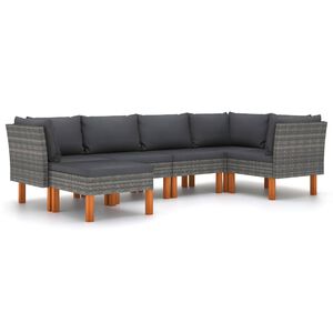 vidaXL Salon de jardin 6 pcs avec coussins R&eacute;sine tress&eacute;e Gris