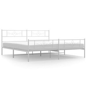 vidaXL Cadre de lit métal sans matelas et pied de lit blanc 193x203 cm