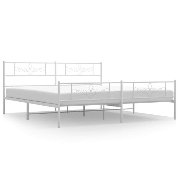 vidaXL Cadre de lit métal sans matelas et pied de lit blanc 193x203 cm