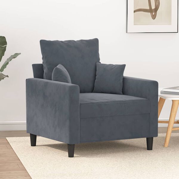 vidaXL Fauteuil Gris fonc&eacute; 60 cm Velours