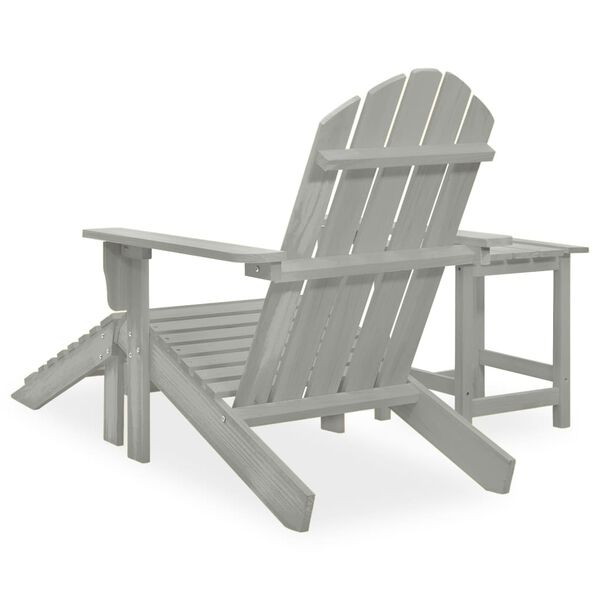 vidaXL Chaise de jardin Adirondack avec pouf et table Sapin Gris
