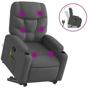 vidaXL Fauteuil inclinable de massage gris fonc&eacute; tissu