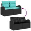 vidaXL Ensemble de canapé de jardin 7 pcs Noir et turquoise polyrotin
