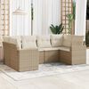 vidaXL Salon de jardin avec coussins 6 pcs beige r&eacute;sine tress&eacute;e