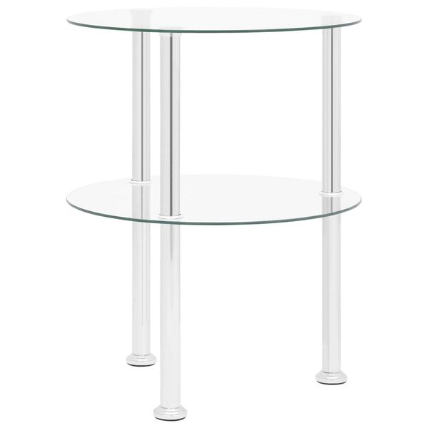 vidaXL Table d'appoint 2 niveaux Transparent 38 cm Verre tremp&eacute;