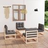 vidaXL Salon de jardin 5 pcs avec coussins Bois de pin massif