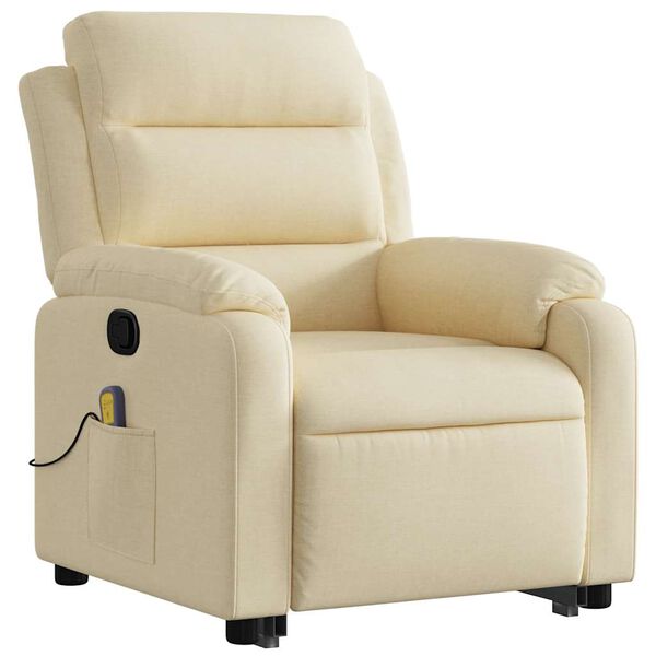 vidaXL Fauteuil inclinable de massage crème tissu