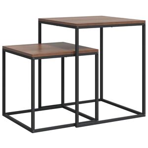 vidaXL Ensemble de table basse 2 pcs Bois d'ing&eacute;nierie et m&eacute;tal