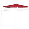 vidaXL Parasol de jardin avec mât 210x140 cm Rouge bordeaux