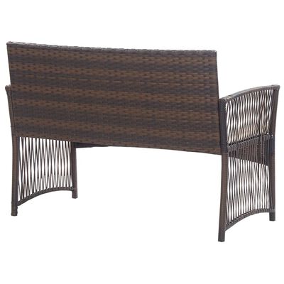 vidaXL Salon de jardin 4 pcs avec coussins Résine tressée Marron