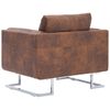vidaXL Fauteuil cube marron similicuir daim