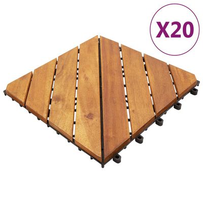 vidaXL Tuiles de terrasse 20 pcs Marron 30x30 cm Bois massif d'acacia