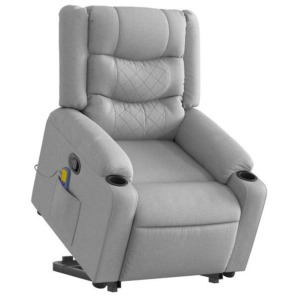 vidaXL Fauteuil inclinable de massage gris clair tissu