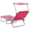 vidaXL Chaise longue avec auvent acier rose