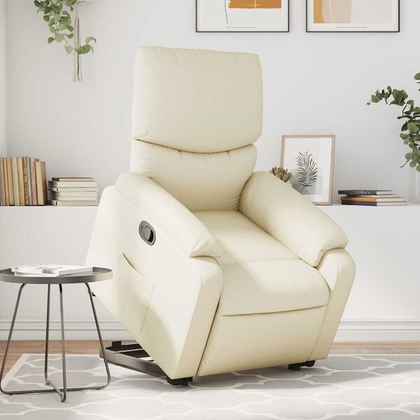 vidaXL Fauteuil inclinable de massage cr&egrave;me similicuir