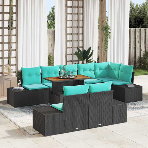 vidaXL Ensemble de salle &agrave; manger pour jardin 9 pcs Noir et Sarcelle