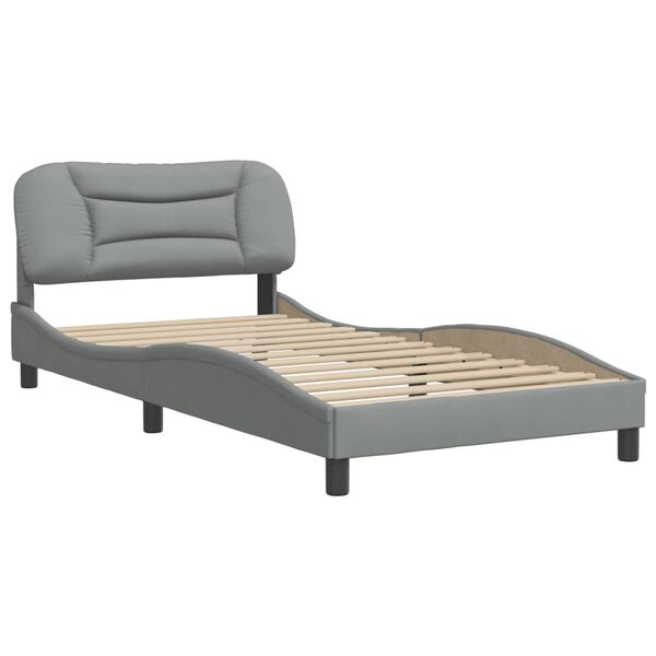 vidaXL Cadre de lit sans matelas Hvar gris clair 100x190 cm tissu