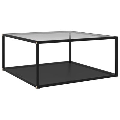 vidaXL Table basse Transparent et noir 80x80x35 cm Verre trempé