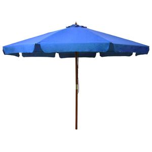 vidaXL Parasol d'ext&eacute;rieur avec m&acirc;t en bois 330 cm Bleu azur&eacute;